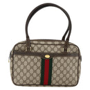 GUCCI GG Supreme Web Sherry Line Hand Bag PVC Beige Gold 010 378 Auth ka3033-13