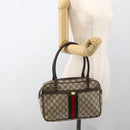 GUCCI GG Supreme Web Sherry Line Hand Bag PVC Beige Gold 010 378 Auth ka3033-26