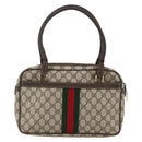 GUCCI GG Supreme Web Sherry Line Hand Bag PVC Beige Gold 010 378 Auth ka3033-2