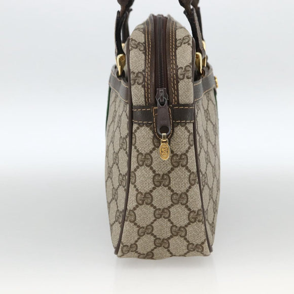 GUCCI GG Supreme Web Sherry Line Hand Bag PVC Beige Gold 010 378 Auth ka3033