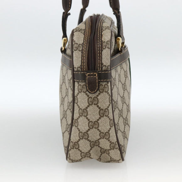 GUCCI GG Supreme Web Sherry Line Hand Bag PVC Beige Gold 010 378 Auth ka3033