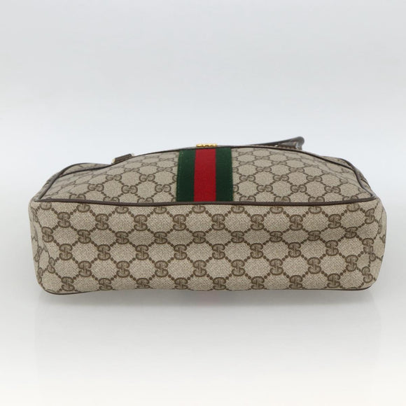 GUCCI GG Supreme Web Sherry Line Hand Bag PVC Beige Gold 010 378 Auth ka3033