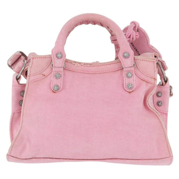 BALENCIAGA Neo Kagol Hand Bag Denim 2way Pink Silver Auth ka3034V - 0