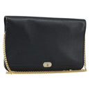 Christian Dior Chain Schoudertas Leer Zwart Goud Authentiek ka3037-1