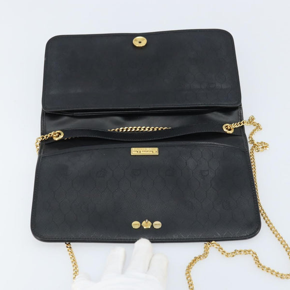 Christian Dior Chain Schoudertas Leer Zwart Goud Authentiek ka3037