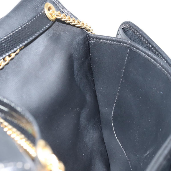 Christian Dior Chain Schoudertas Leer Zwart Goud Authentiek ka3037