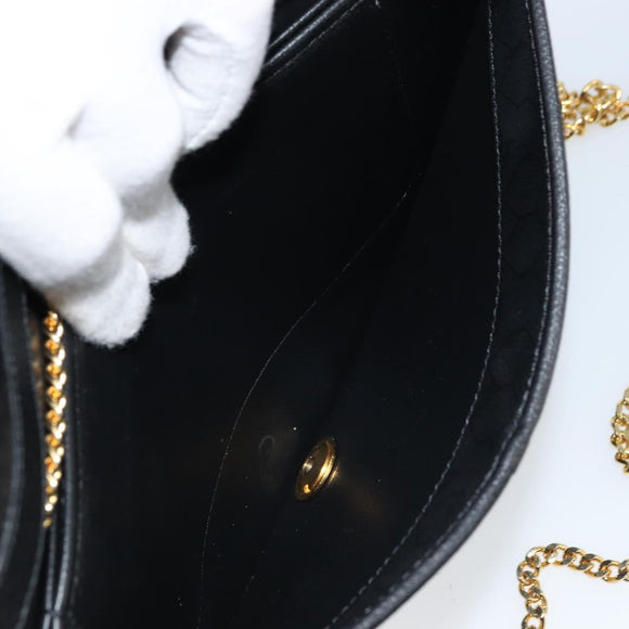 Christian Dior Chain Schoudertas Leer Zwart Goud Authentiek ka3037