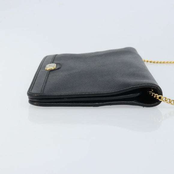 Christian Dior Chain Schoudertas Leer Zwart Goud Authentiek ka3037
