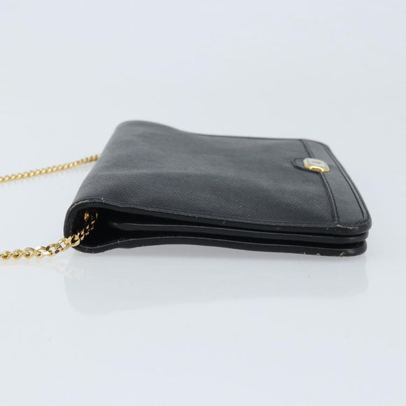 Christian Dior Chain Schoudertas Leer Zwart Goud Authentiek ka3037