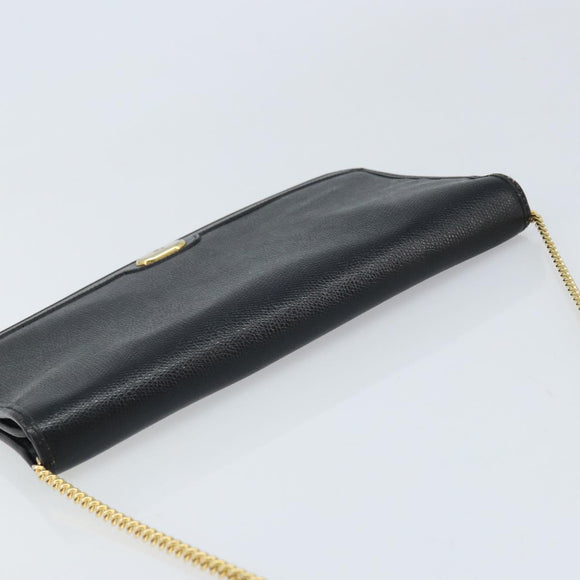 Christian Dior Chain Schoudertas Leer Zwart Goud Authentiek ka3037