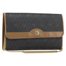 Christian Dior Honeycomb Canvas Ketten-Schultertasche PVC Schwarz Gold Auth ka3038-1