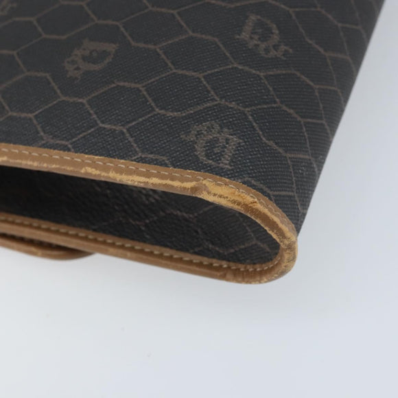 Christian Dior Honeycomb Canvas Ketten-Schultertasche PVC Schwarz Gold Auth ka3038