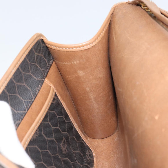 Christian Dior Honeycomb Canvas Ketten-Schultertasche PVC Schwarz Gold Auth ka3038