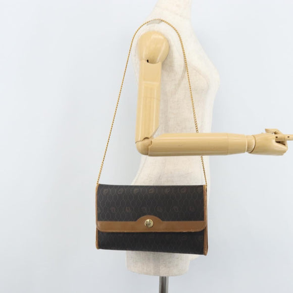 Christian Dior Honeycomb Canvas Ketten-Schultertasche PVC Schwarz Gold Auth ka3038