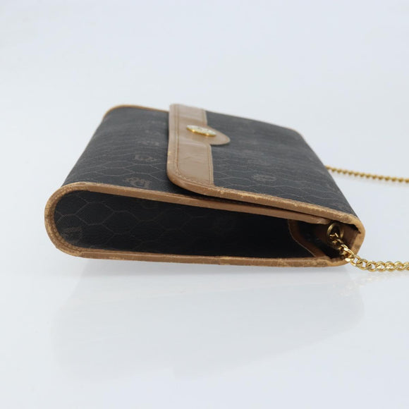 Christian Dior Honeycomb Canvas Ketten-Schultertasche PVC Schwarz Gold Auth ka3038
