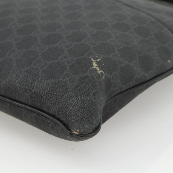GUCCI GG Supreme Shoulder Bag PVC Black Silver 162904 Auth ka3041