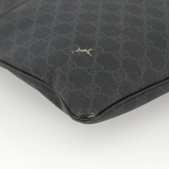 GUCCI GG Supreme Shoulder Bag PVC Black Silver 162904 Auth ka3041