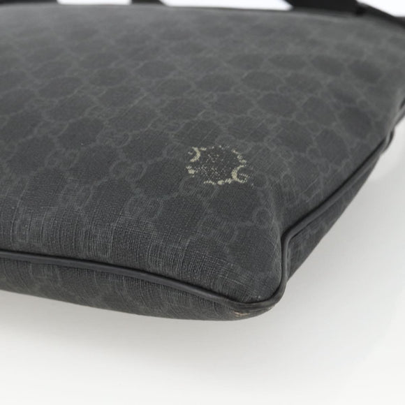 GUCCI GG Supreme Shoulder Bag PVC Black Silver 162904 Auth ka3041