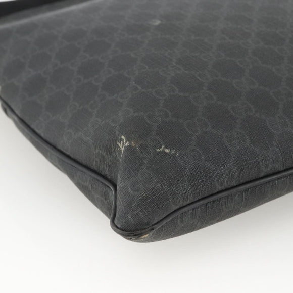 GUCCI GG Supreme Shoulder Bag PVC Black Silver 162904 Auth ka3041