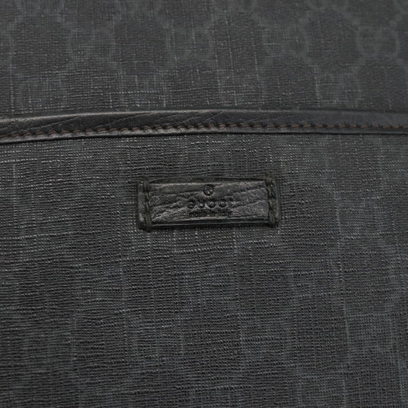 GUCCI GG Supreme Shoulder Bag PVC Black Silver 162904 Auth ka3041