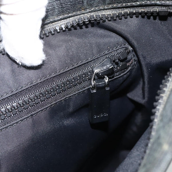 GUCCI GG Supreme Shoulder Bag PVC Black Silver 162904 Auth ka3041