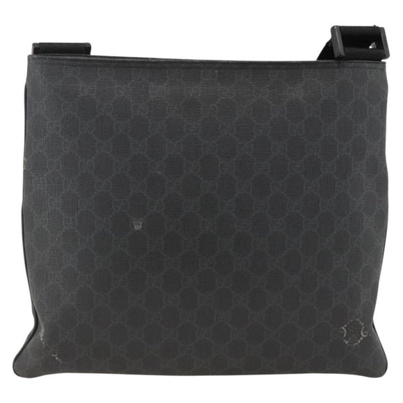 GUCCI GG Supreme Shoulder Bag PVC Black Silver 162904 Auth ka3041