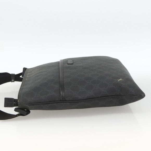 GUCCI GG Supreme Shoulder Bag PVC Black Silver 162904 Auth ka3041