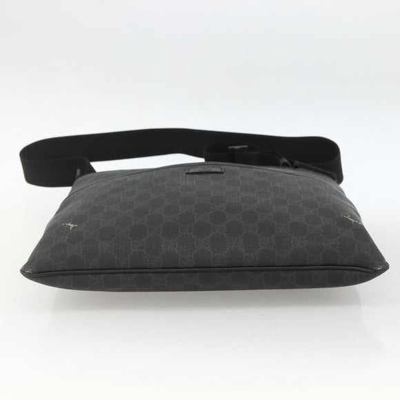GUCCI GG Supreme Shoulder Bag PVC Black Silver 162904 Auth ka3041