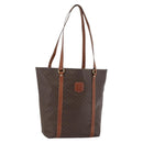 CELINE Macadam Canvas Tote Bag PVC Leather Brown Gold Auth ka3043-1