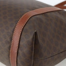 CELINE Macadam Canvas Tote Bag PVC Leather Brown Gold Auth ka3043-12