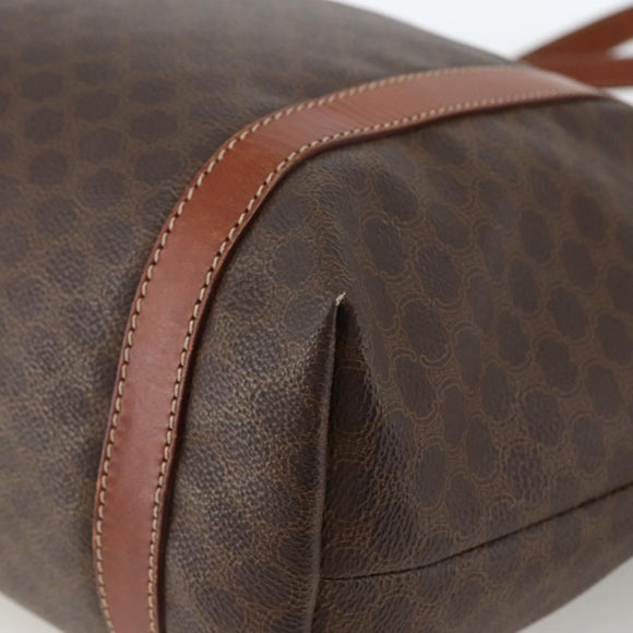 CELINE Macadam Canvas Tote Bag PVC Leather Brown Gold Auth ka3043
