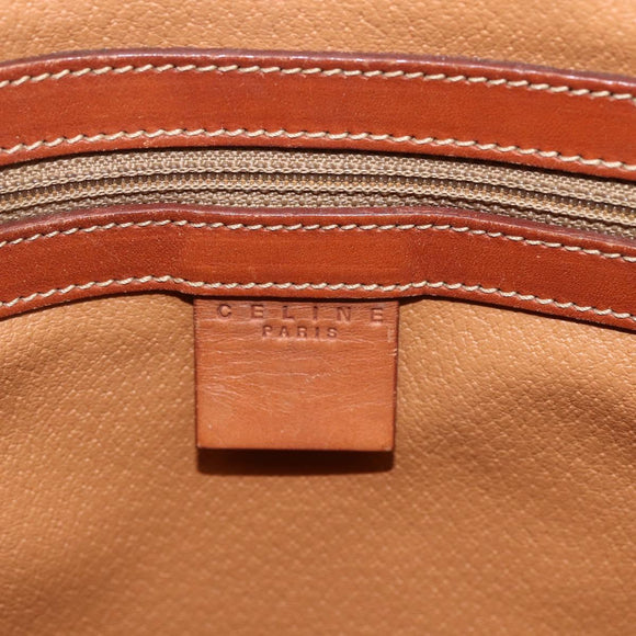 CELINE Macadam Canvas Tote Bag PVC Leather Brown Gold Auth ka3043