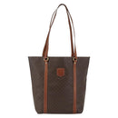 CELINE Macadam Canvas Tote Bag PVC Leather Brown Gold Auth ka3043-2