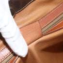 CELINE Macadam Canvas Tote Bag PVC Leather Brown Gold Auth ka3043-20
