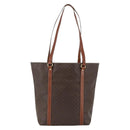 CELINE Macadam Canvas Tote Bag PVC Leather Brown Gold Auth ka3043-3
