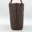 CELINE Macadam Canvas Tote Bag PVC Leather Brown Gold Auth ka3043-4