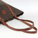 CELINE Macadam Canvas Tote Bag PVC Leather Brown Gold Auth ka3043-7