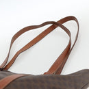 CELINE Macadam Canvas Tote Bag PVC Leather Brown Gold Auth ka3043-8