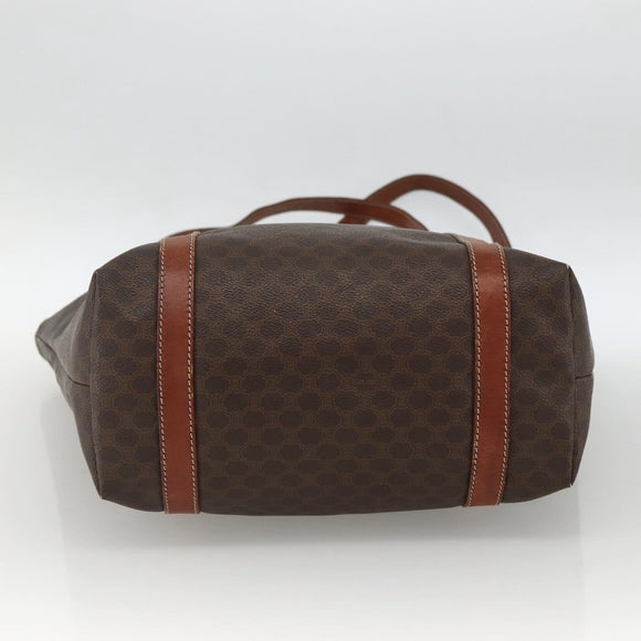 CELINE Macadam Canvas Tote Bag PVC Leather Brown Gold Auth ka3043