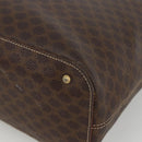CELINE Macadam Canvas Tote Bag PVC Leather Brown Gold Auth ka3045-9