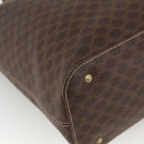 CELINE Macadam Canvas Tote Bag PVC Leather Brown Gold Auth ka3045-14