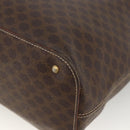 CELINE Macadam Canvas Tote Bag PVC Leather Brown Gold Auth ka3045-15