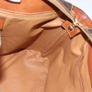 CELINE Macadam Canvas Tote Bag PVC Leather Brown Gold Auth ka3045-18