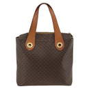 CELINE Macadam Canvas Tote Bag PVC Leather Brown Gold Auth ka3045-2