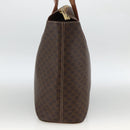 CELINE Macadam Canvas Tote Bag PVC Leather Brown Gold Auth ka3045-3