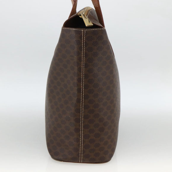 CELINE Macadam Canvas Tote Bag PVC Leather Brown Gold Auth ka3045