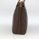 CELINE Macadam Canvas Tote Bag PVC Leather Brown Gold Auth ka3045-4