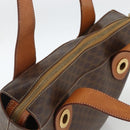 CELINE Macadam Canvas Tote Bag PVC Leather Brown Gold Auth ka3045-6