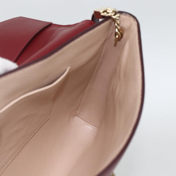Chloe Chain Schoudertas Leer Rood Goud Origineel ka3046A