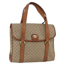 CELINE Macadam Canvas Handtasche PVC Beige Gold Auth ka3048-1